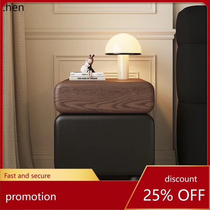 HT antique creative solid wood bedside table simple modern bedside table high-end storage cabinet