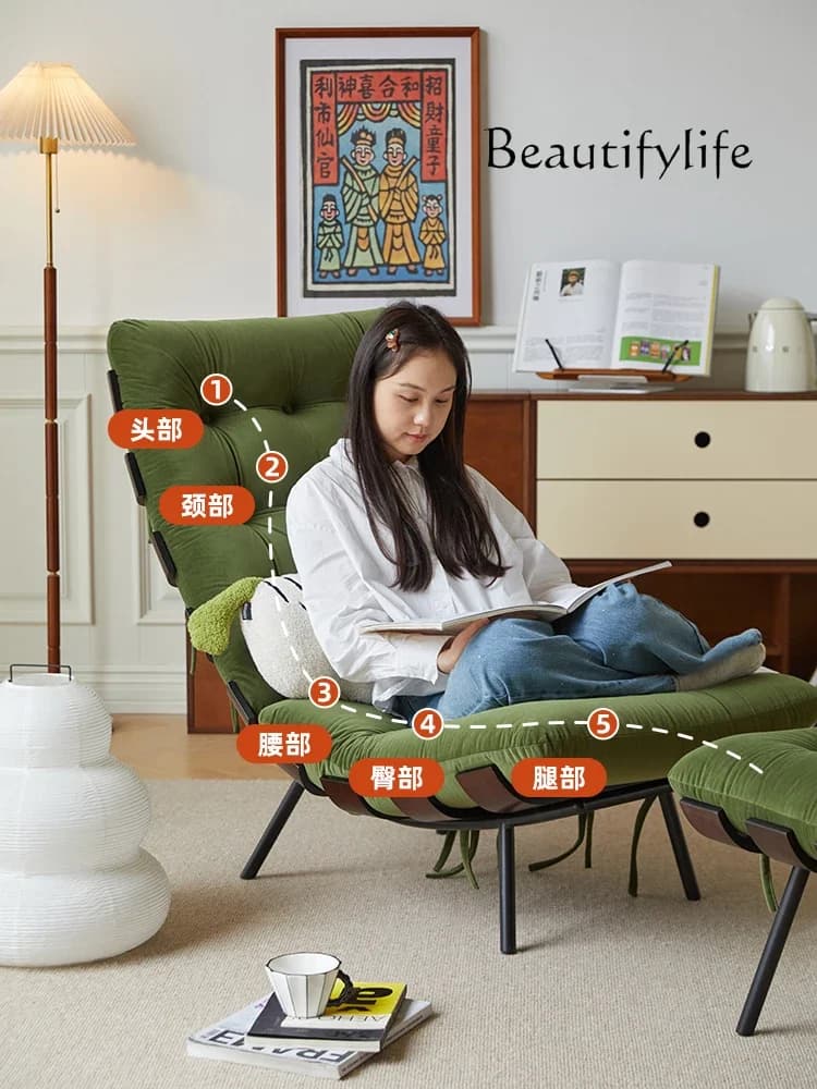 A44 Home Nordic light luxury sofa chair Home living room designer recliner retro single leisure chair