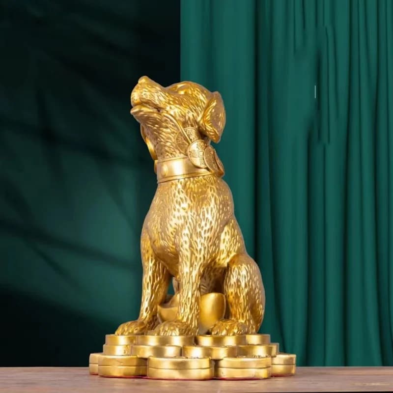 Zodiac Money , Feng Shui Handmade Brass Dog Ornament to Fill Northwest Deficiency Corner and Protect the Home