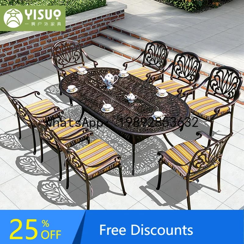 CZ  Outdoor Table Chair Set for Courtyard Garden Balcony Leisure Combination Furniture Outdoor Terrace Long Table and Chair Set