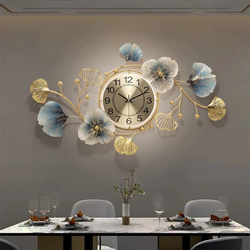 Creative Metal Living RoomWall Clock Belt LED Light Silent Non Ticking Decoration Clocks Luxury Restaurant Watch Room Decoration