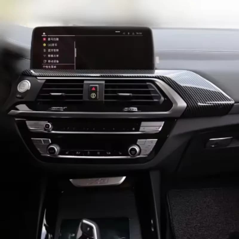 1pc Carbon Fiber Car Center Control Console Air condition Panel Cover Trim For BMW X3 2022-2024