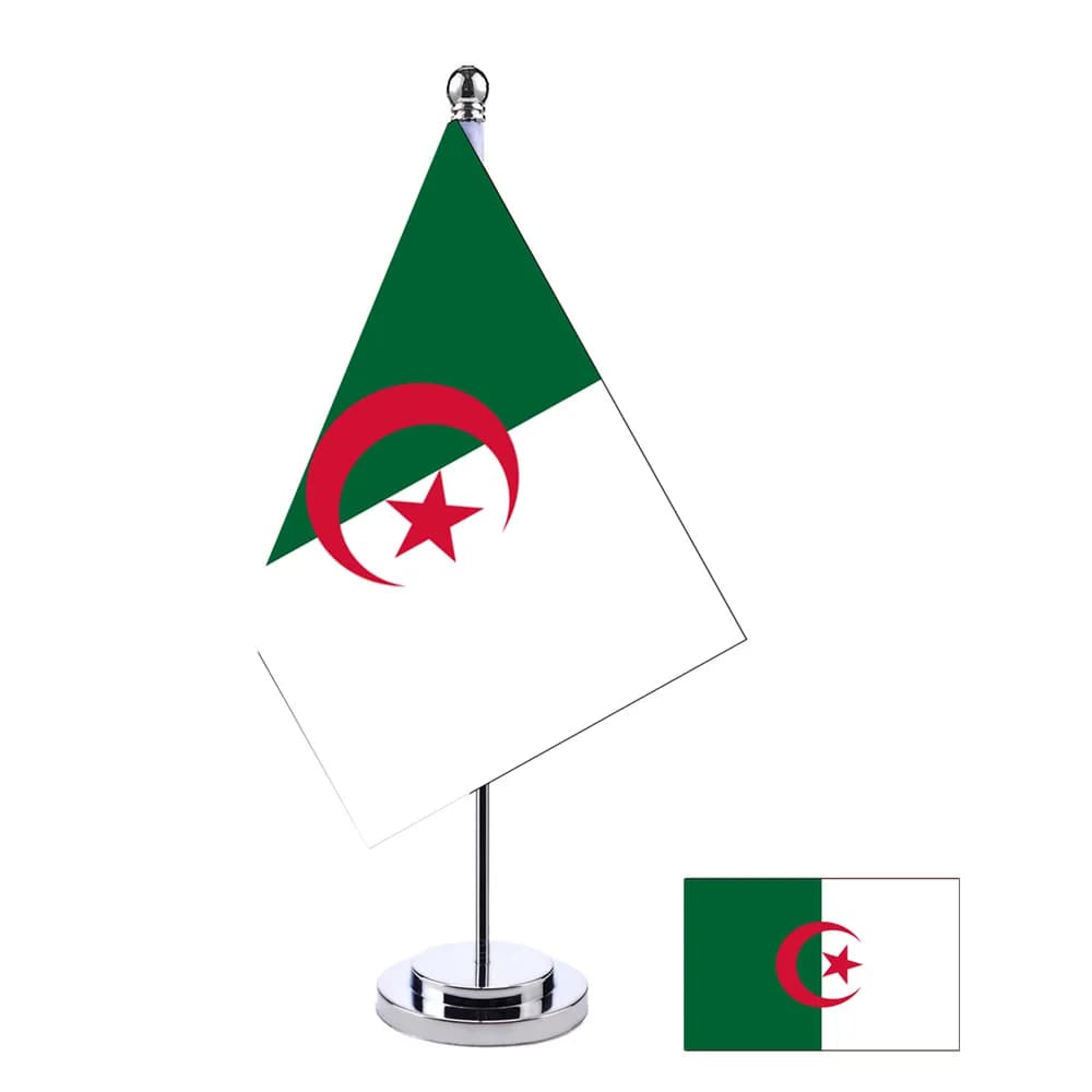 aerlxemrbrae   14x21cm Office Desk Flag Of  ALG Algeria   Banner Polyester   Algeria  National  banner