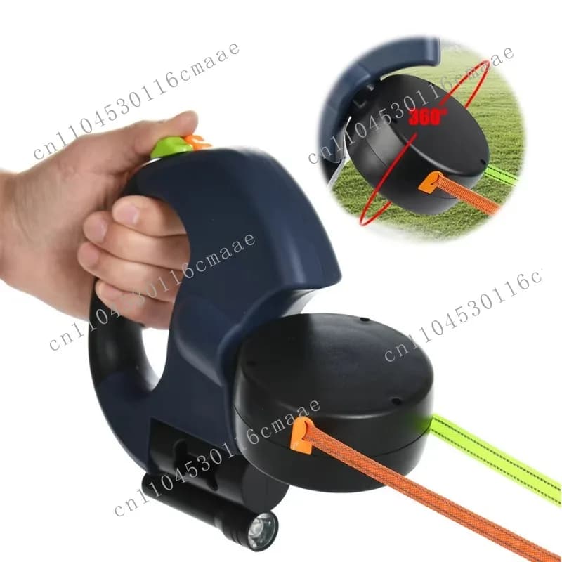 Double Pet Leash Lead 360 Degree Automatic Telescopic Leash Filling Flashlight Poop Bag Box for Cats and Dogs Outdoor Outing