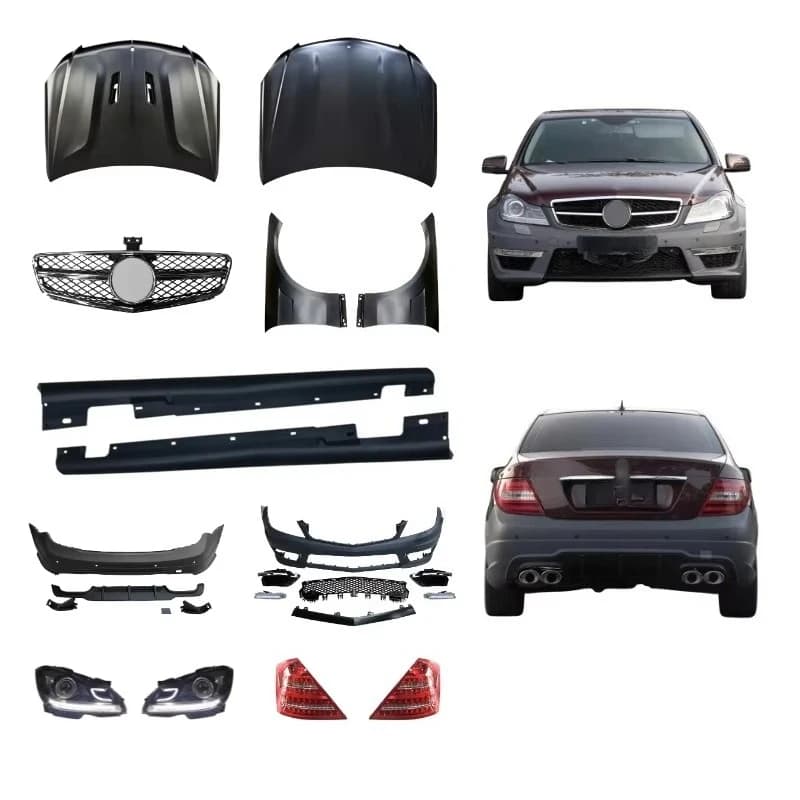 Auto Body Conversion Kit for  Benz W204 C-Class Upgrade C63  Style Bumper Grille Hood Fender Lighting Parts