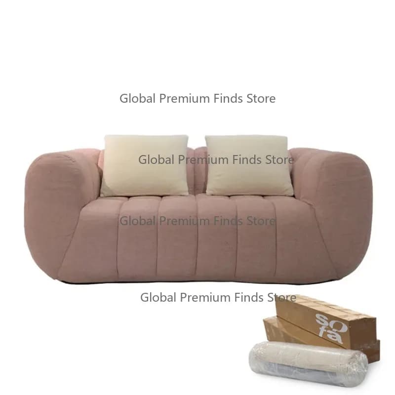 Wholesale Comfortable Compressed Pink Sofa Set Fabric for Villa Apartment School Mall Workshop Living Room Furniture Packaging