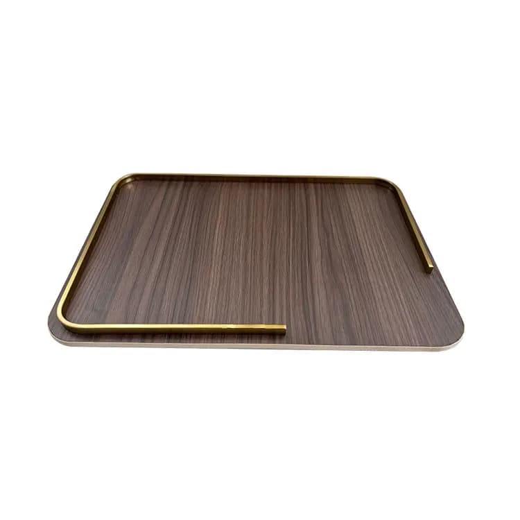 Modern art light luxury wooden tray ornament, model room sales office living room study entrance log color decoration