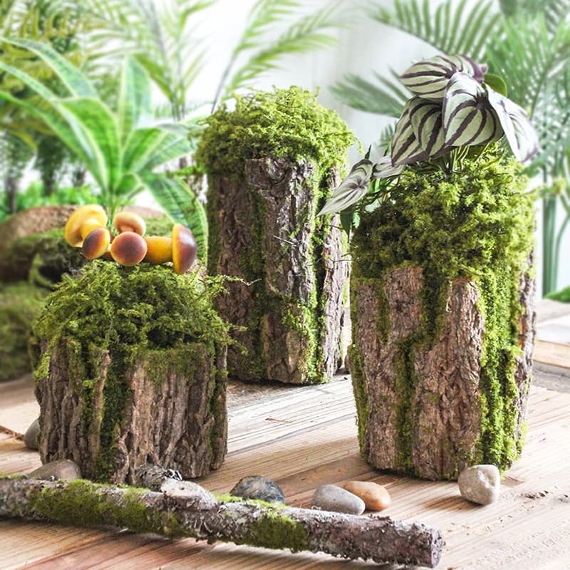 Simulated Green Plant Moss Bark False Stump Moss Ornaments Landscaping Decoration Can Be Arranged Flowers Decor