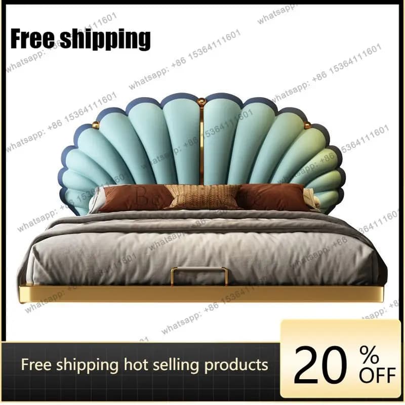 LJY Design Minimalist Double Bed European Decoration Household Wooden Double Bed Luxury Accessories Cama Twin Furniture For Home