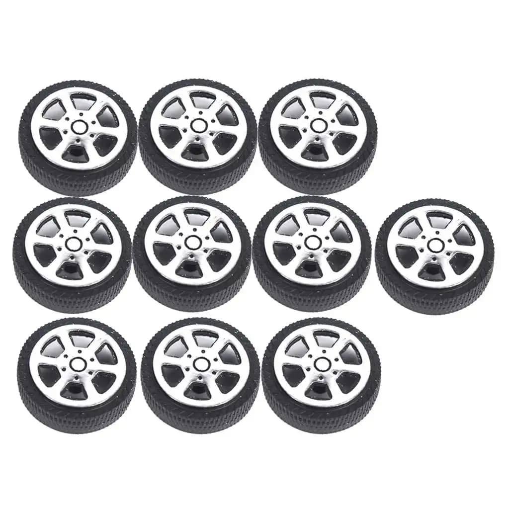 DIY 4WD Model Car Rubber Wheel Kit - 10PCS 2x26mm Toy Vehicle Wheels for Modification & Assembly