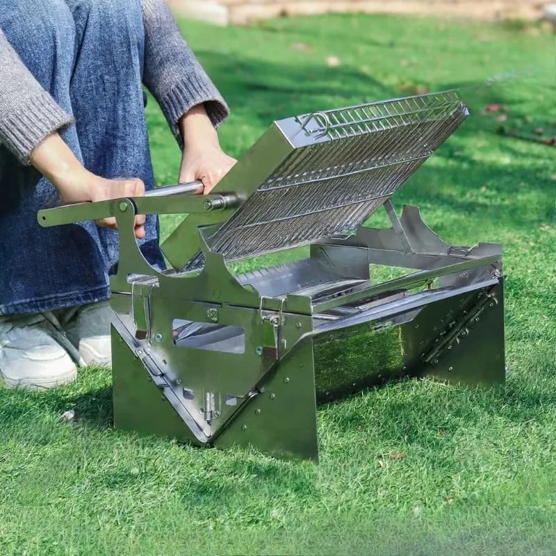 Disassemble and Flip Grill Household Charcoal Grill Outdoor Fire Pit Hot Pot Stove Rotary Mesh Grill
