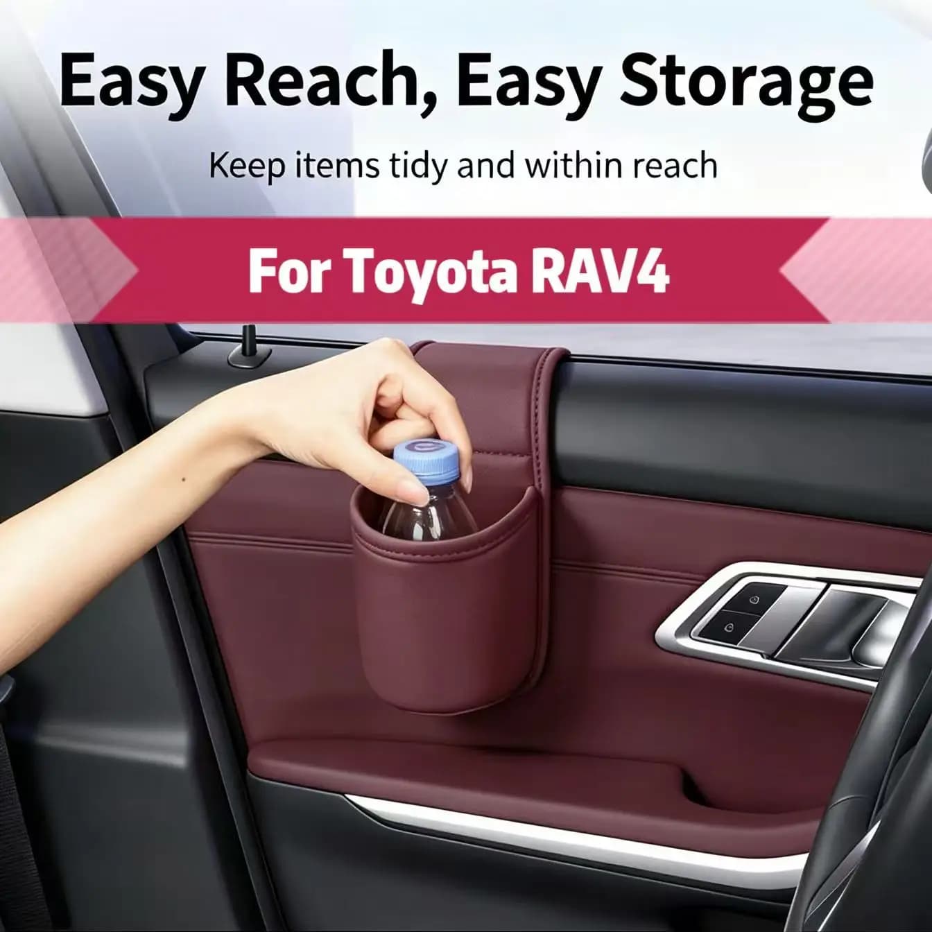 For Toyota RAV4 Car Door Storage Box Cup Holder Organizer Side Pocket Phone Holder Beverage Rack Multi-function Beverage Holder