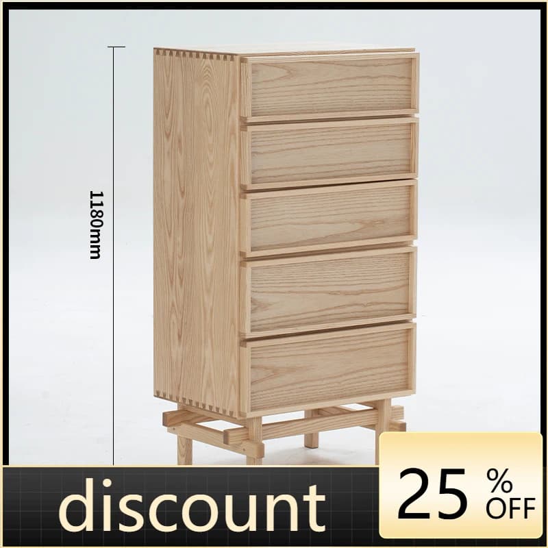 LMM single row drawer cabinet sofa side cabinet solid wood log wabi sandy wind