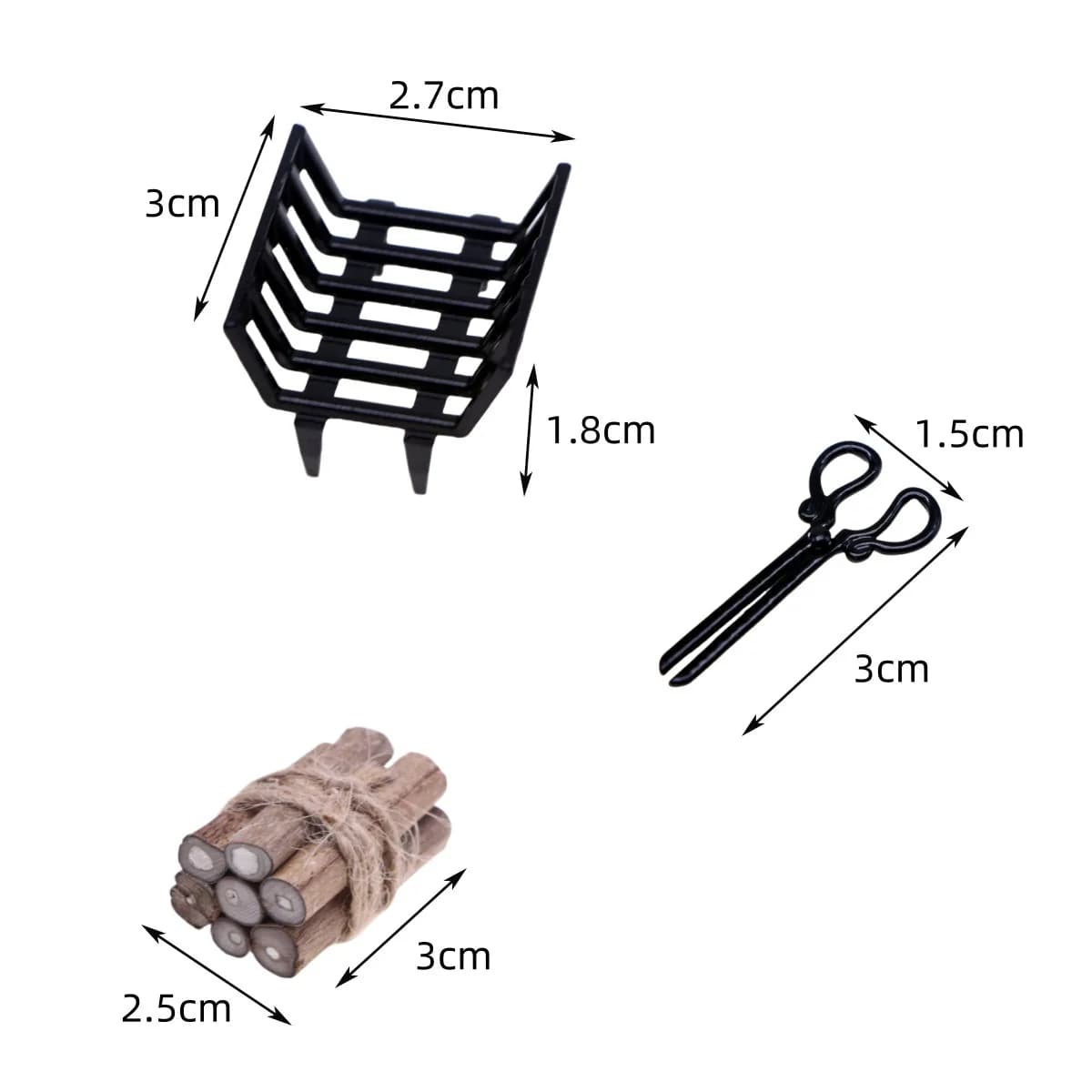 Mini Black Metal Firewood Rack  Firewood Pile Doll House Decor BJD Miniature Fireplace Scene Props Model Dollhouse Accessories