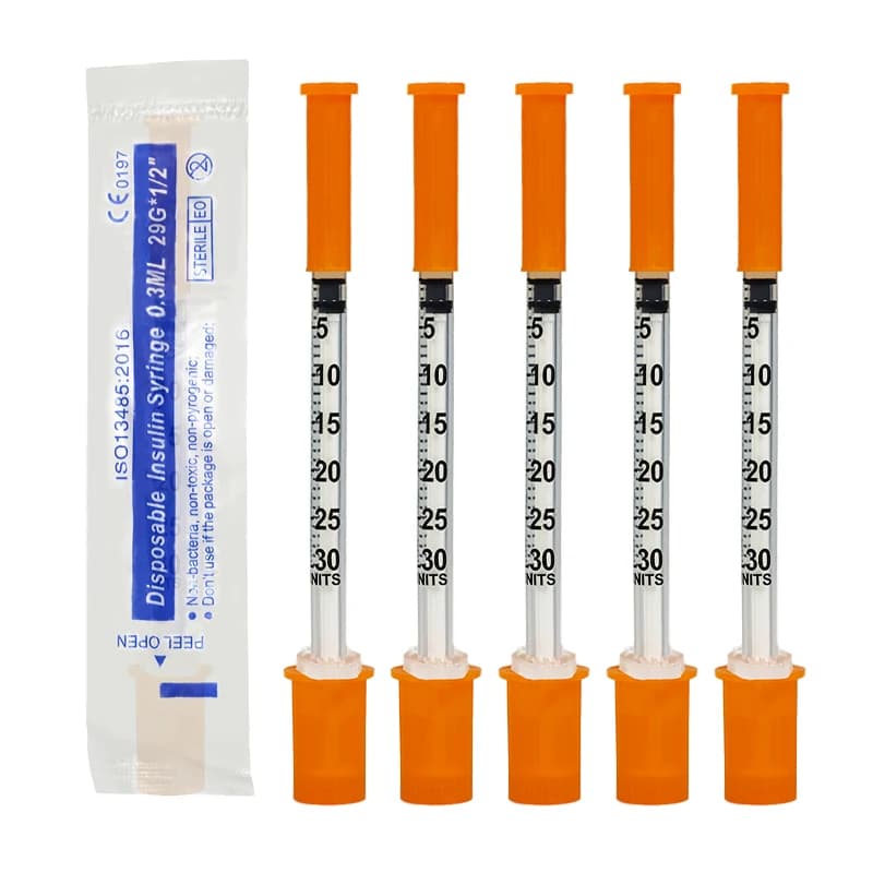 0.3ml Sterile Disposable Insulin Syringes with 29G 13mm Needle, Individually Wrapped for Lab Measuring Tool Pet Feeding,100PCS