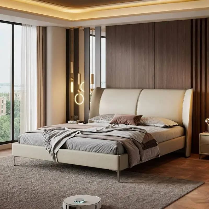 Beige Headboard Luxury Bed Designs Modern Italian Adults Single Bedroom Bed 180X200 Cm Lounges Camas De Dormitorio Furnitures