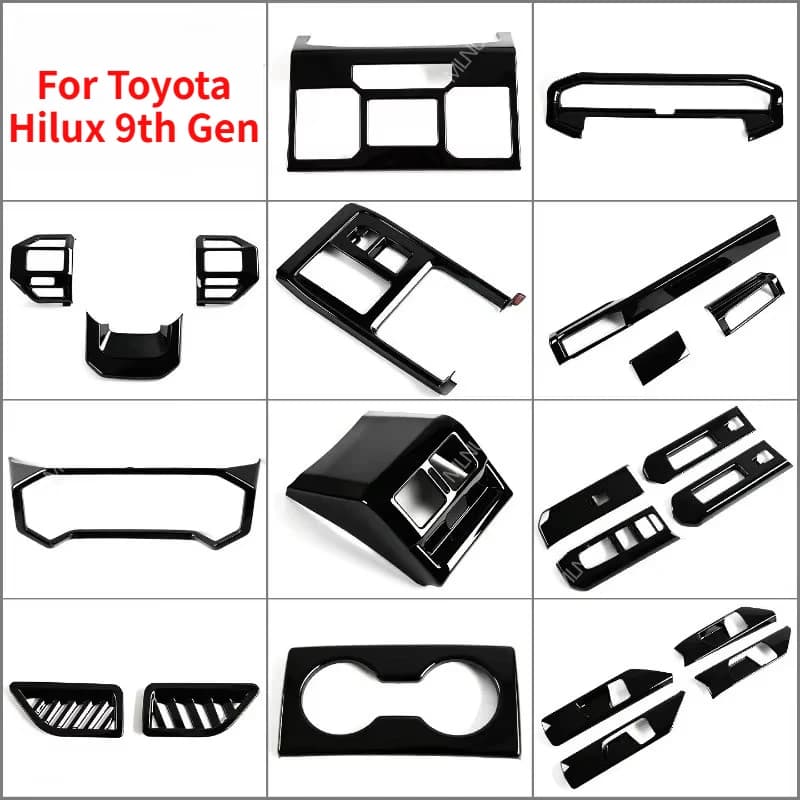 For Toyota Hilux 9th Gen 2026 Steering Wheel Bright Trim ABS Material Glossy Black Sticker Car Interior Decoration Accessories