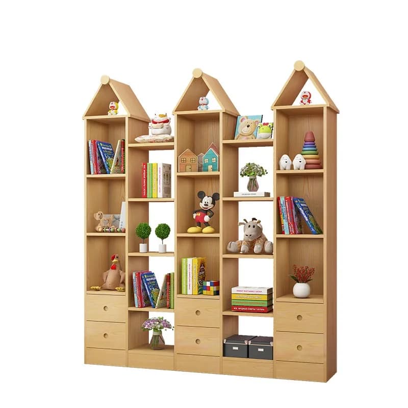 -ForNature Solid Wooden MDF Bookcase Multifunction Shelf Study Furniture School Furniture&