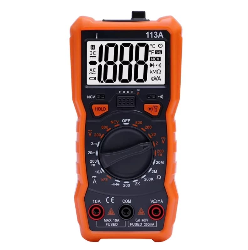 RM113A Multimeter NCV Digital Multimeter 2000 Counts HFE AC/DC Voltage Measuring Meter with Flash Light Backlight