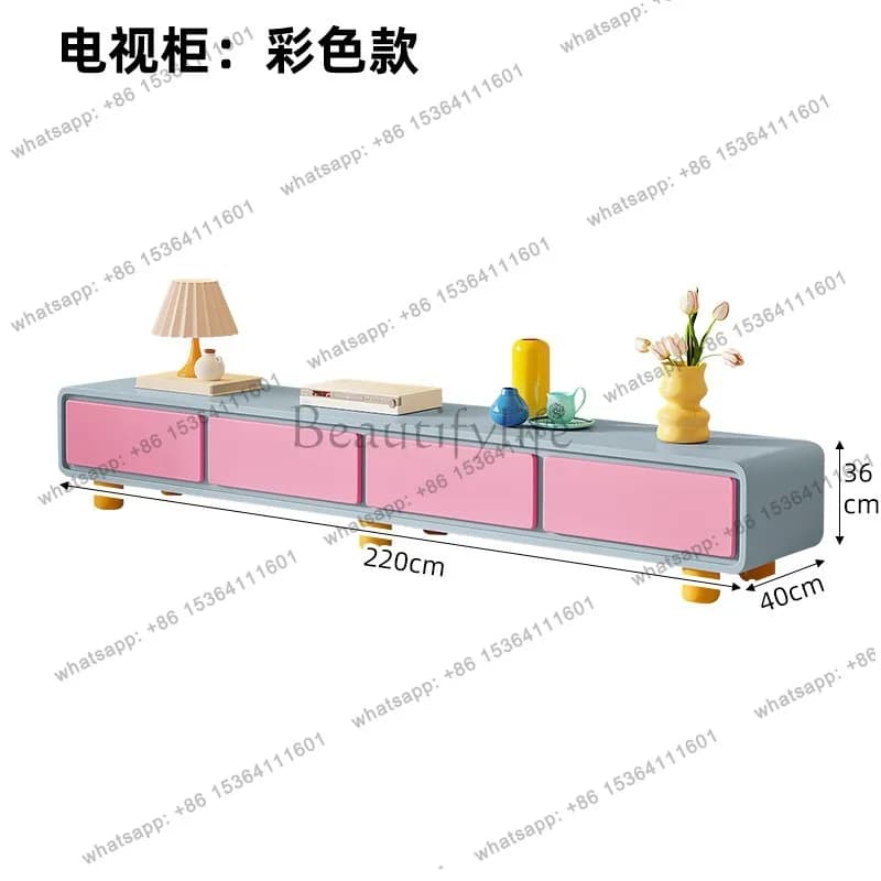 Cream style modern simple small apartment light luxury floor cabinet solid wood living room TV cabinet