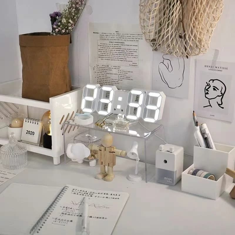 Digital alarm clock Smart plug-in decoration Living room wall clock Luminous bedside white electronic clock