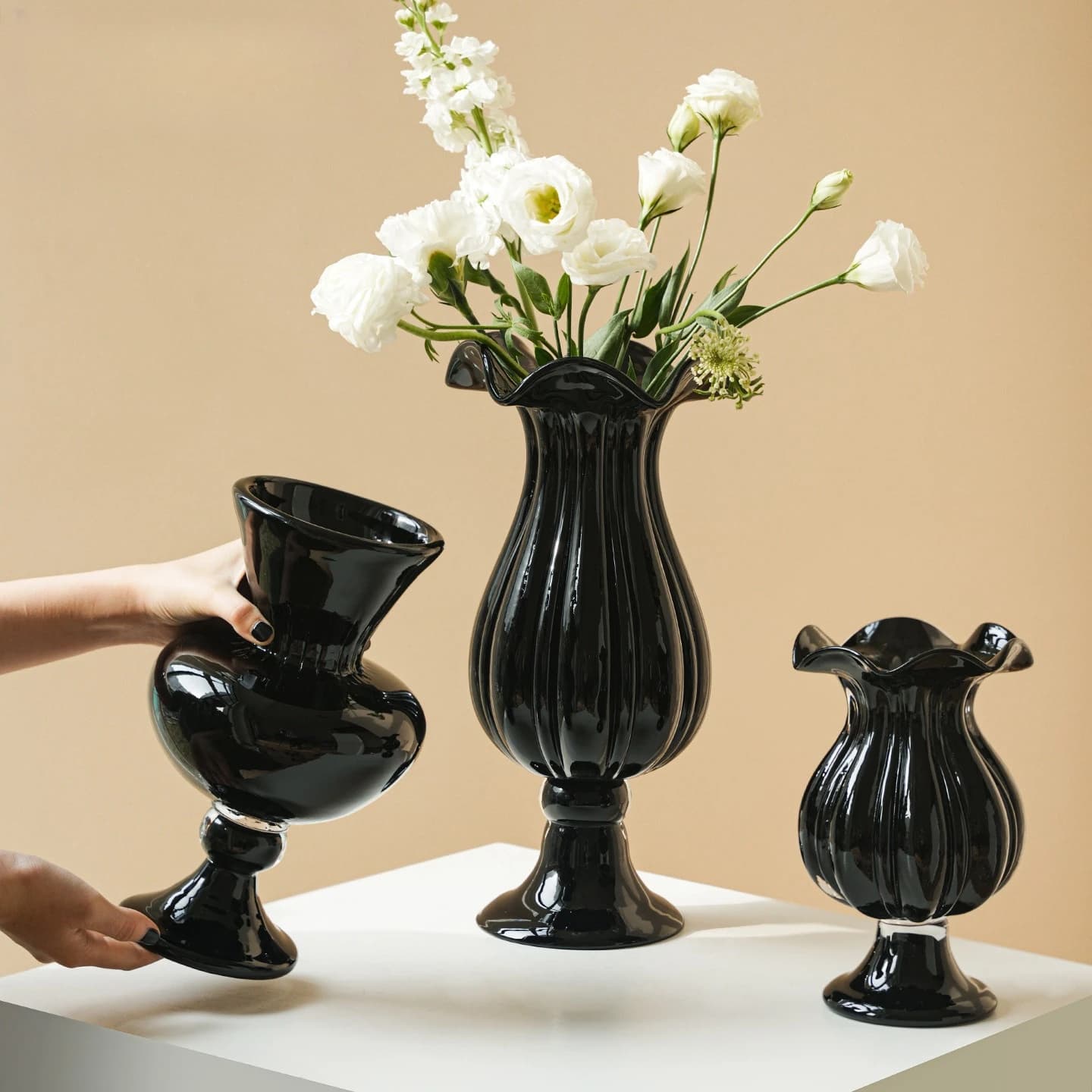 Texture High Quality French Medieval Tall Glazed Vase Art Flower Tool Petal Mouth