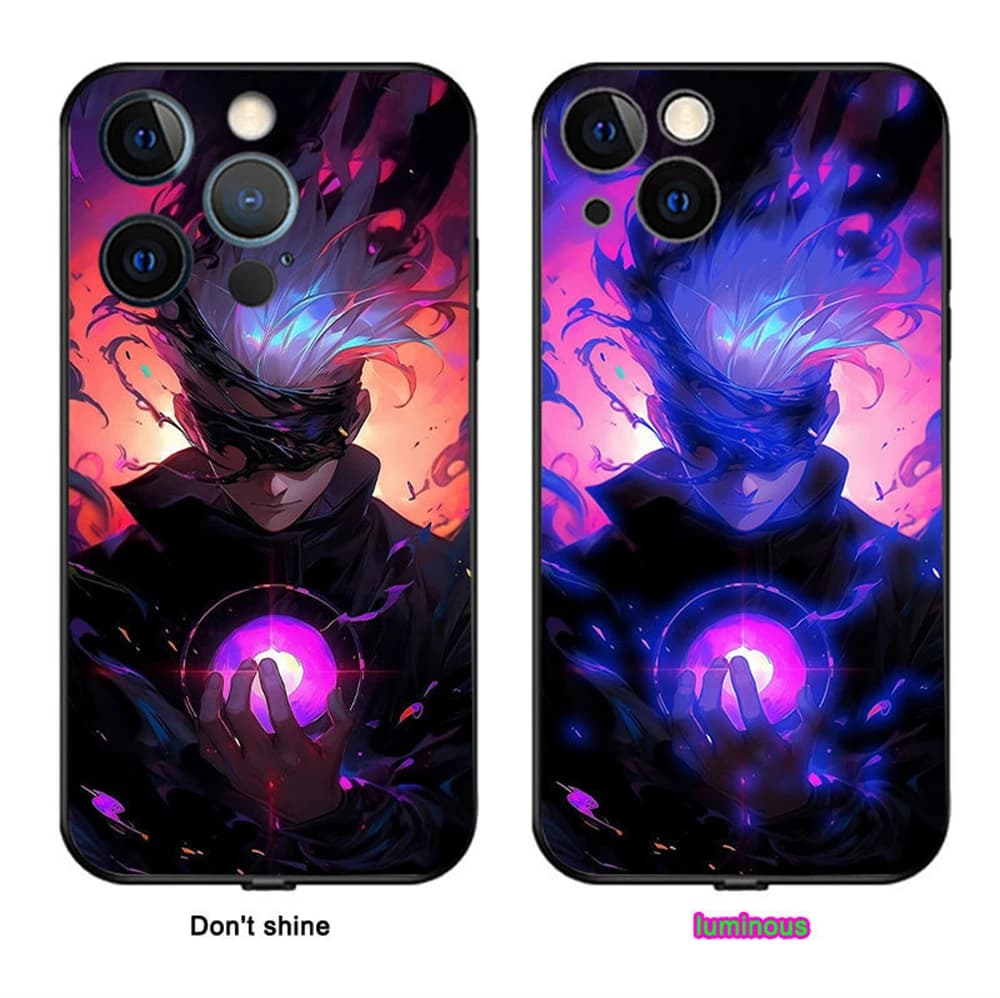 Popular Japanese Anime Pattern Smart Voice Controlled LED Light Phone Case For iPhone Air 16 E 15 14 13 12 11 Pro Max XR XS Plus