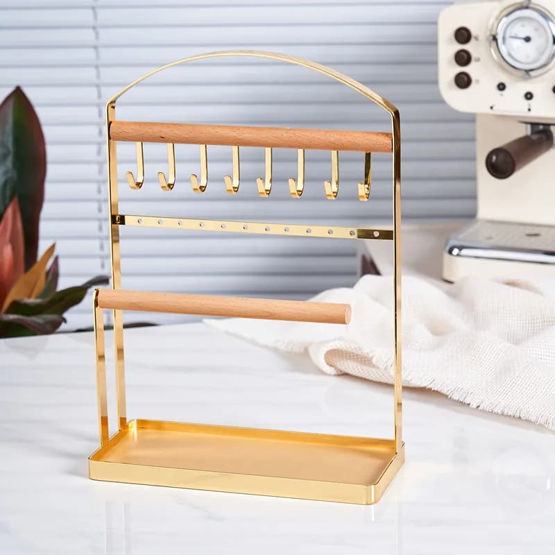 Nordic Light Luxury INS Style Metal Jewelry Organizer Stand Earring Necklace Holder Storage Rack for Bedroom Living Room