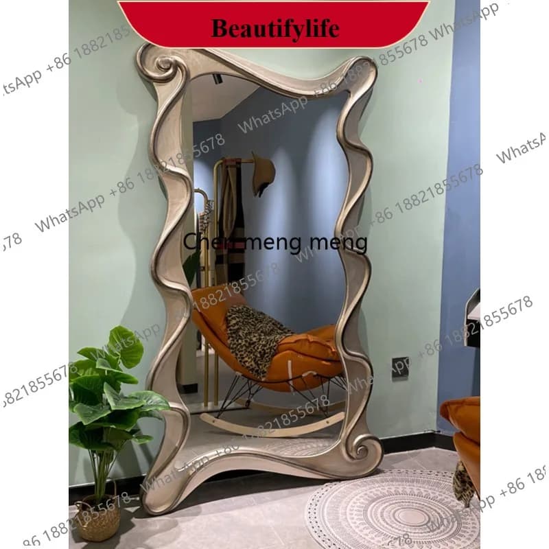 YL Household dressing, wall-mounted home dressing, full-body floor-to-ceiling mirror, wall-mounted French retro large mirror