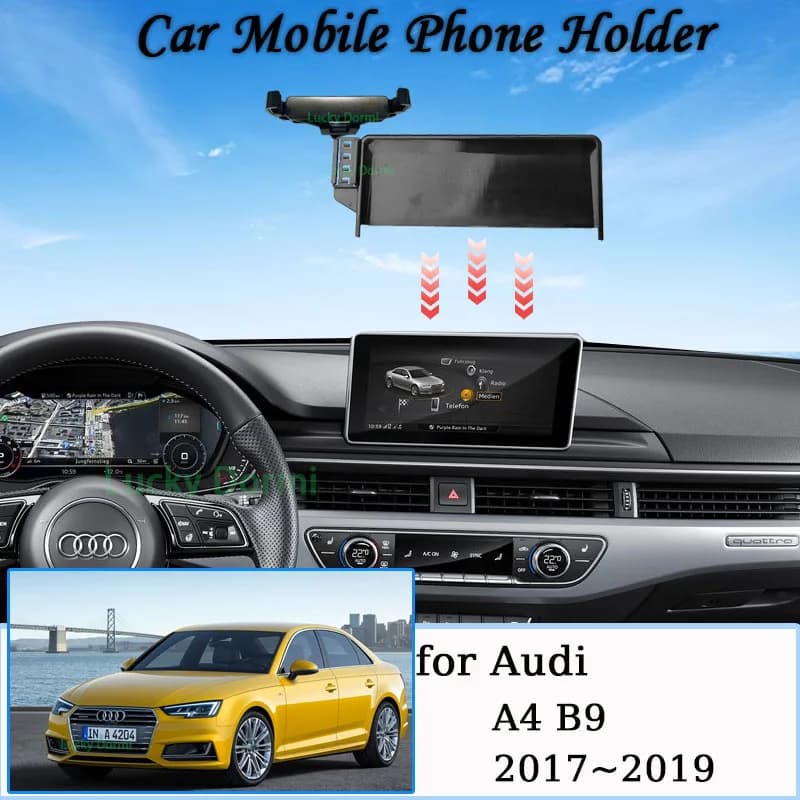 Car Mount For Audi A4 S4 RS4 B9 2016 2017 2018 2019 MagSafe Magnetic Mobile Phone Holder Bracket Gravity Stand Auto Accessories