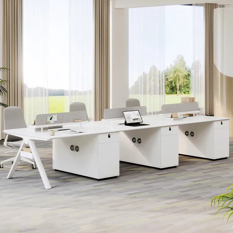 modular free combination 4 seats Modern luxury wooden office furniture staff desk compartment workstation light office partition