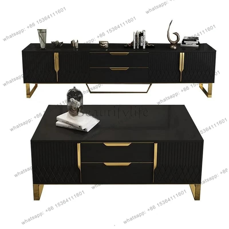 Nordic style TV cabinet coffee table combination small apartment living room bedroom 2 meters storage floor cabinet
