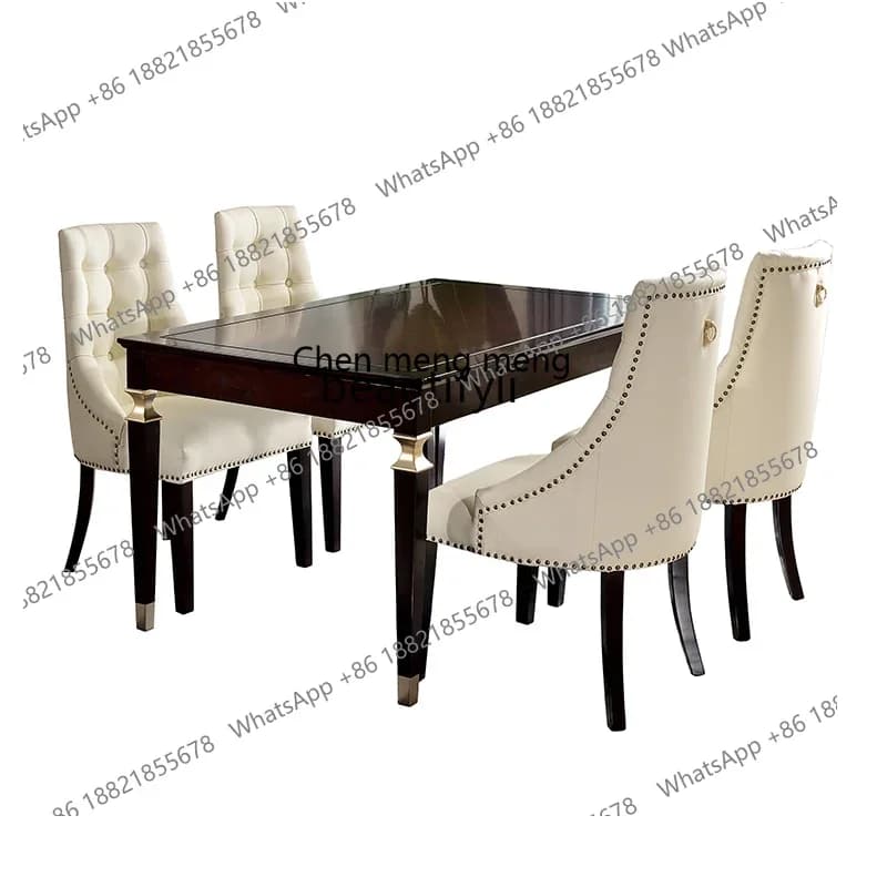 ss8350 American solid wood dining table and chair combination  living room post-modern light luxury American rectangular dining