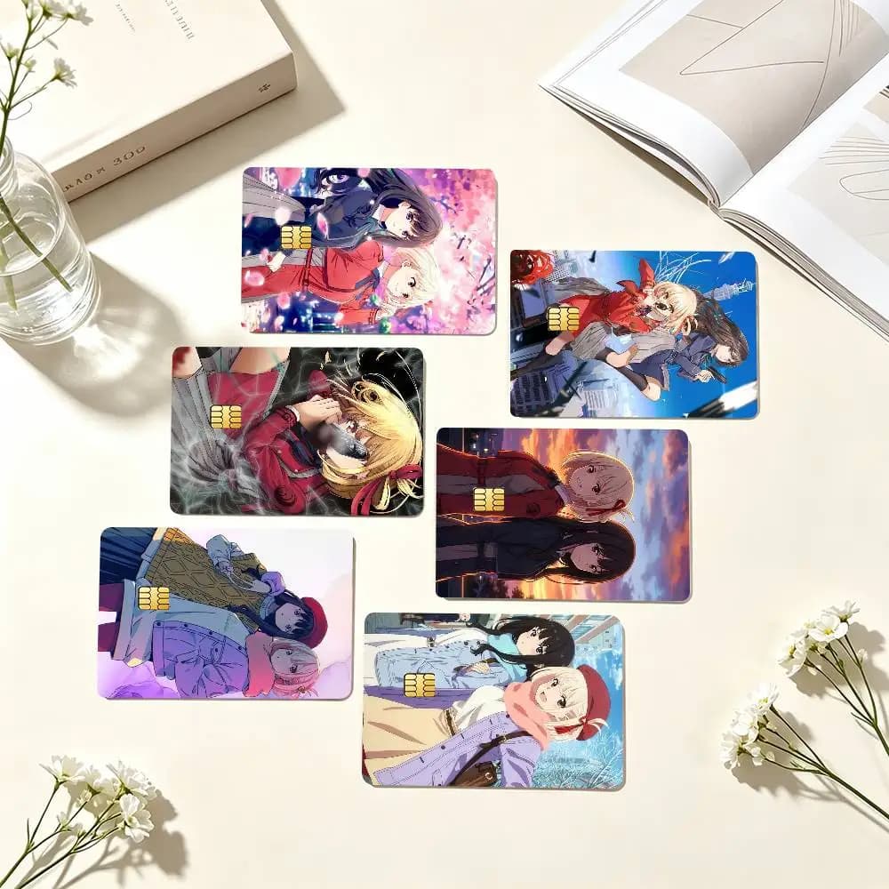 L-Lycoris Recoil Chisato Takina  Credit Card HD Stickers Small Chip Waterproof Sticker Game Card Decal Gift