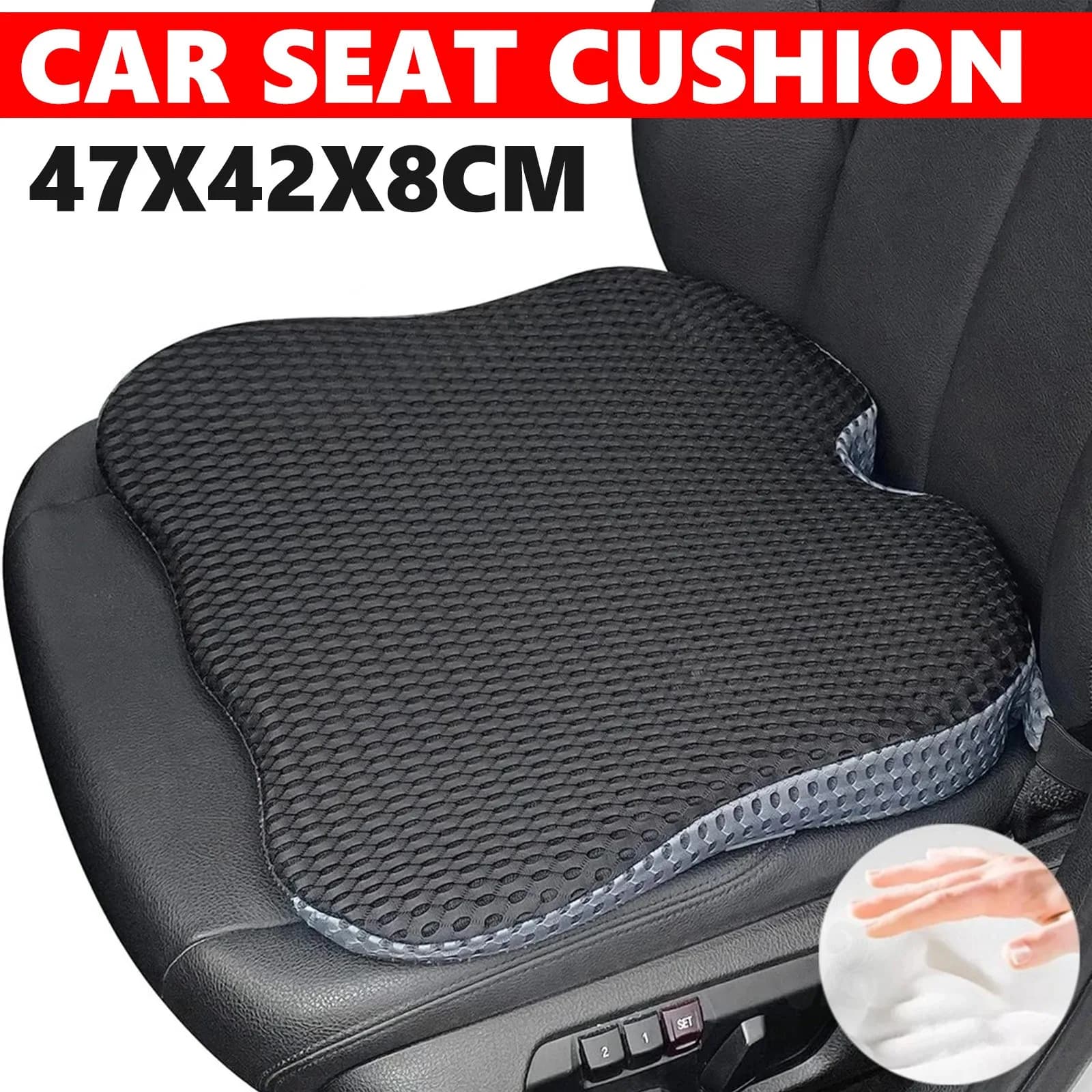 Car Seat Cushion Memory Foam Wedge Pad Universal Breathable Comfort Non-Slip For Car Home Office Chair Long Sitting