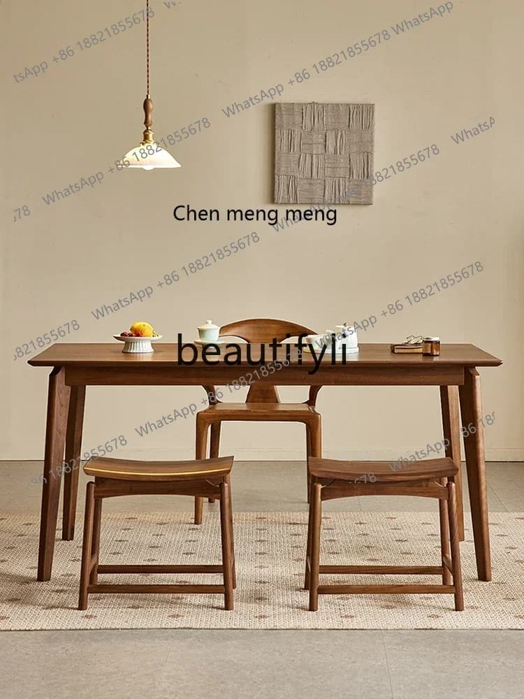 North American black walnut dining table Nordic simple all-solid wood rectangular household dining table2936