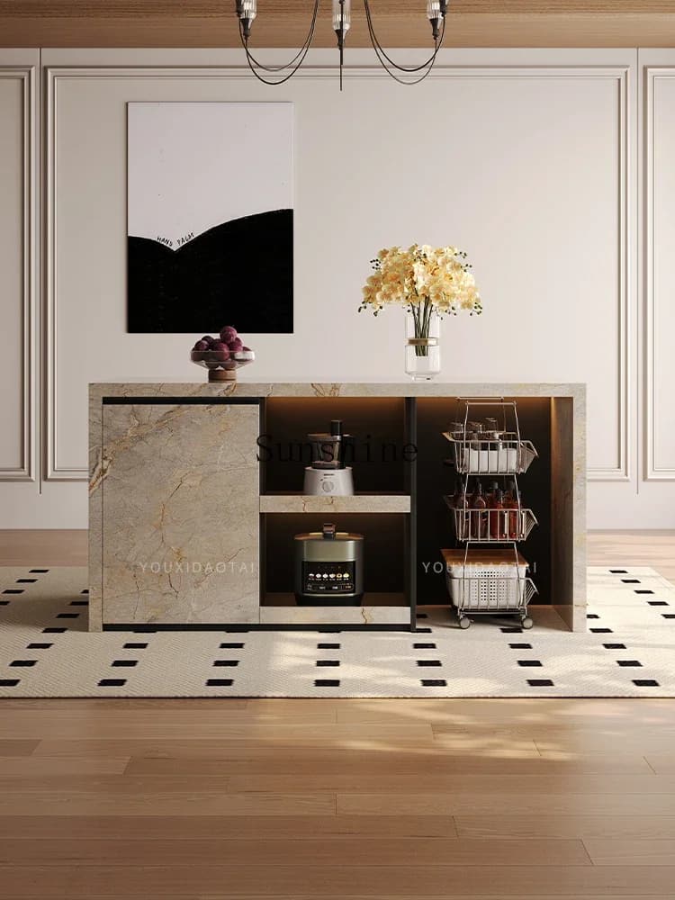 Cloud brown rock slab island table bar table integrated Italian minimalist mid-guide table customization  FT