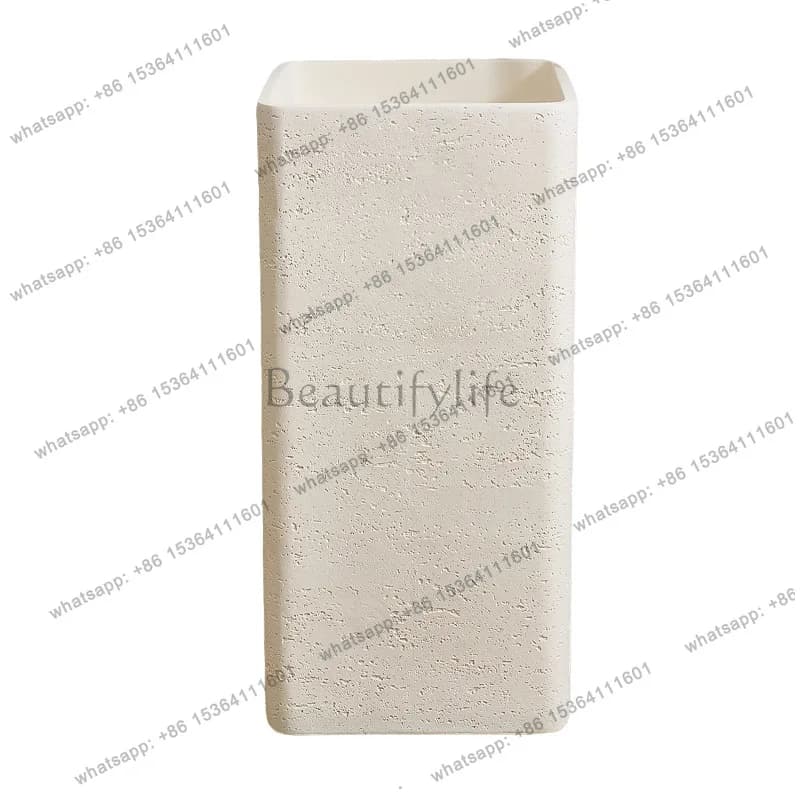 Bathroom integrated floor type washstand artificial stone travertine column type washbasin