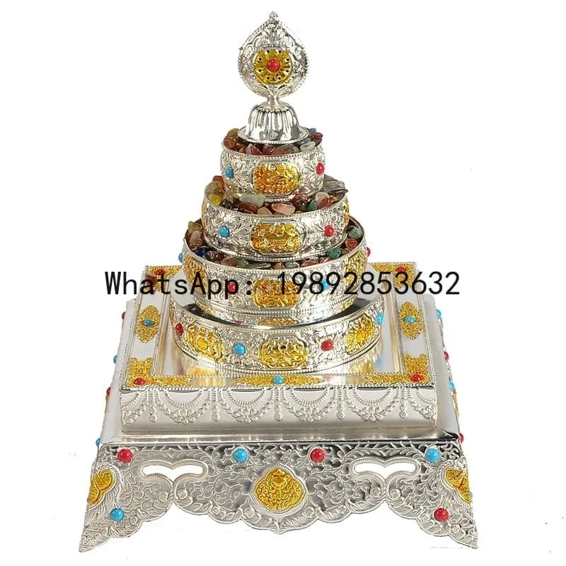 Zapan for home desktop mandala plate repair plate eight auspicious carved tibetan mandala square tray ornament