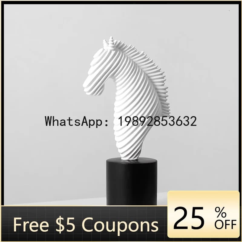 U3 Abstract Striped Horse Head Horse Sculpture Abstract Striped Geometric Statue Arched Arc Decorative Figurines Home Decoration