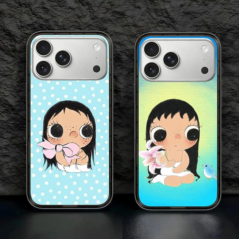 Lovely Black Hair Girl Compact Acrylic Border Magnetic Phone Cover for IPhone 14 15 16 17 Pro Max Case for IPhone Air Cartoon