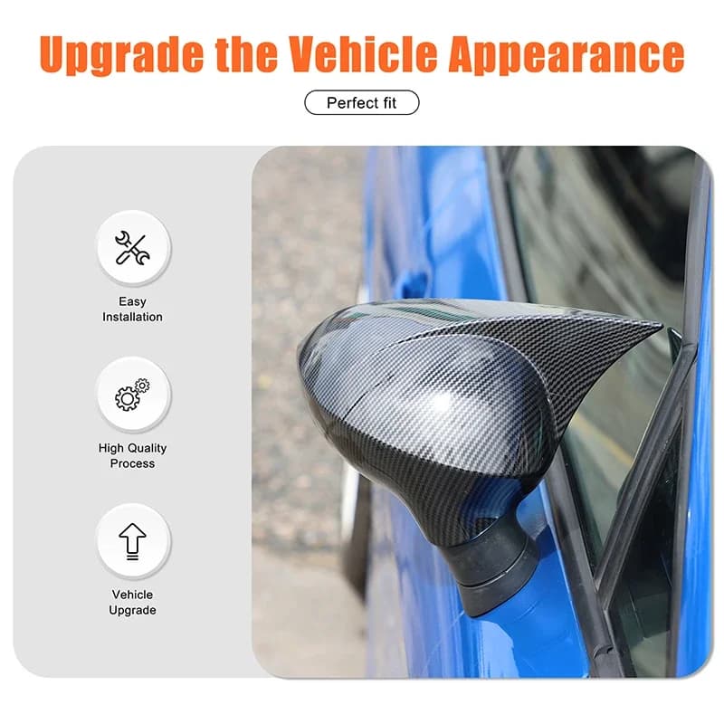 2PCS ABS Carbon Fiber Car Rearview Side Mirror Cover Protection Trim Accessories Shell For Seat Leon MK2 2008-2012
