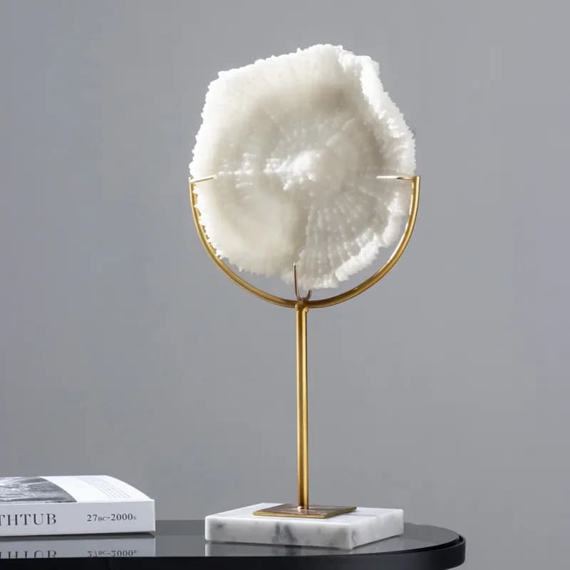 Simulated Resin Coral Sculpture, Home Decoration, Metal Marble Base, Coral Model Statue, Living Room Decoration Ornaments