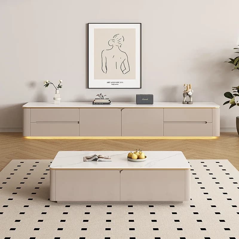 Natural Narrow Tv Cabinet Simple Drawers Beige Designer Luxury Tv Stands Nordic Unique Wooden Mueble Televisor Furniture Home
