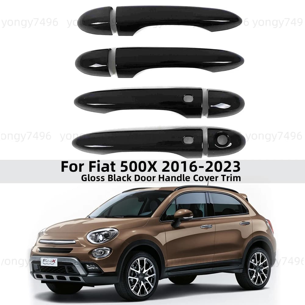 For Fiat 500X 500 2016 2017 2018 2019 2020 2021 2022 2023 Gloss Black Carbon Door Handle Covers Car Accessories Bowl Cover Trim