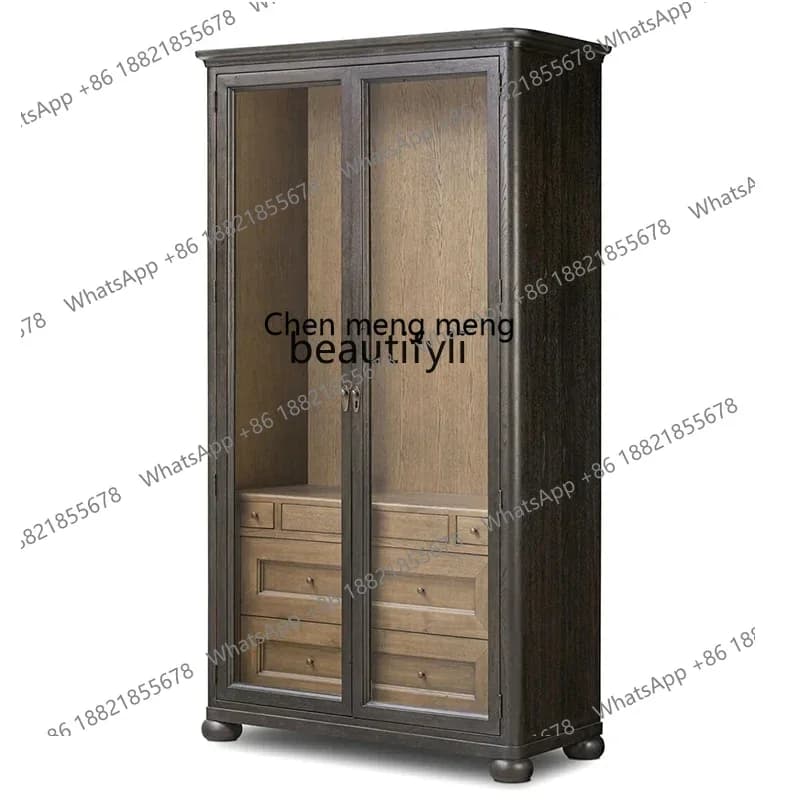 182C French retro solid wood bookcase study multi-functional storage, bedroom small apartment storage bookshelf