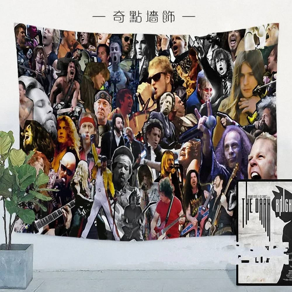 Retro Band LOGO Flag Banner Hip hop\Jazz\Reggae\Rock\Heavy metal Music Poster Tapestry Hanging Painting Background Decor Cloth