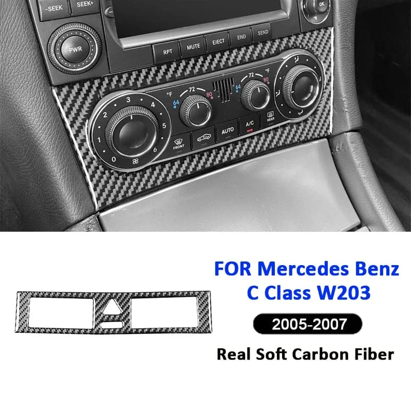 Carbon Fiber Car Center Console Adjustment Emergency Warning Light Panel Trim Sticker For Mercedes Benz C Class W203 2005-2007