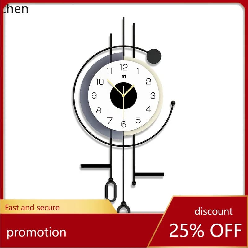 YFY Watch Living Room Advanced Sense Modern Simple Household Clock Wall Hanging No Punching Creative Decorative Wall Clock