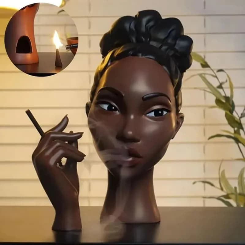 Headscents Head Incense Burner - Black Woman Resin Censer, Incense Stick Holder for Living Room Headscents